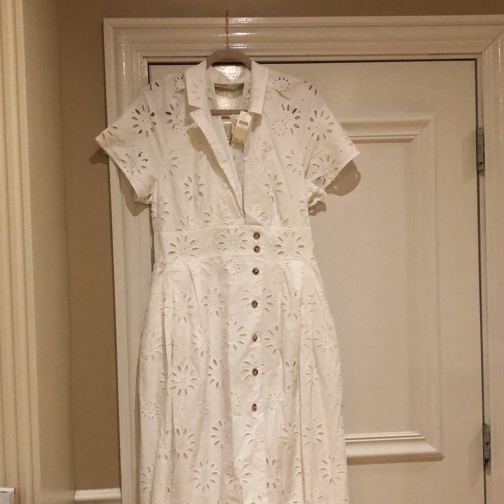 Anthropologie White Eyelet Midi Dress - Picture 5 of 7